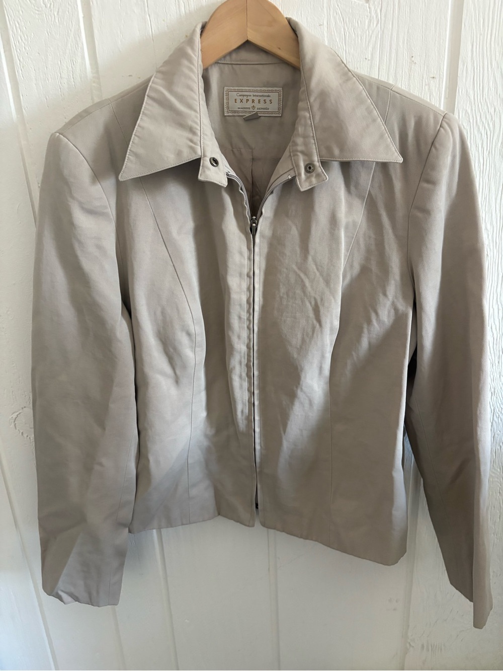 Express Women's Light Taupe Zip-Front Blazer Jacket